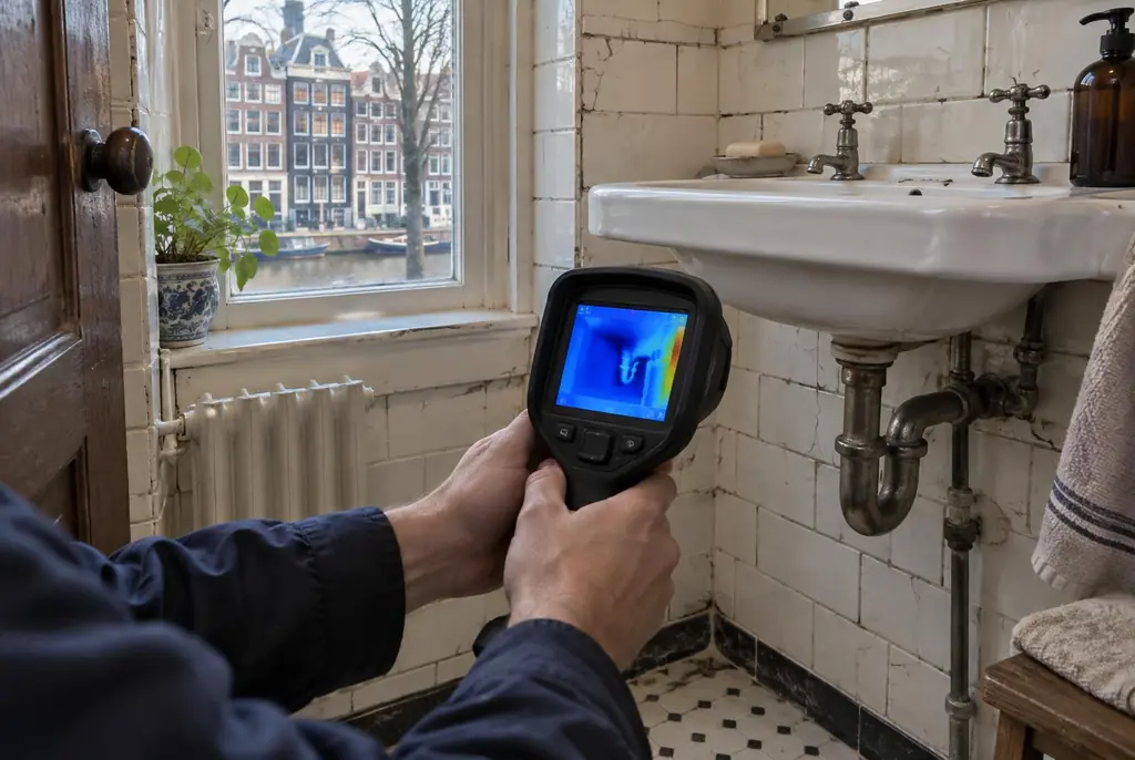 Lekdetectie Deventer – badkamer met oude leidingen achter de tegels