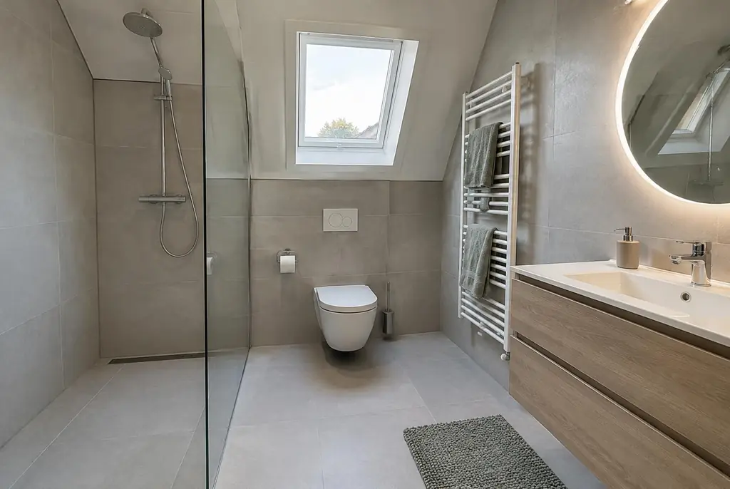 Lekdetectie Deventer – droge badkamer met inloopdouche na herstel