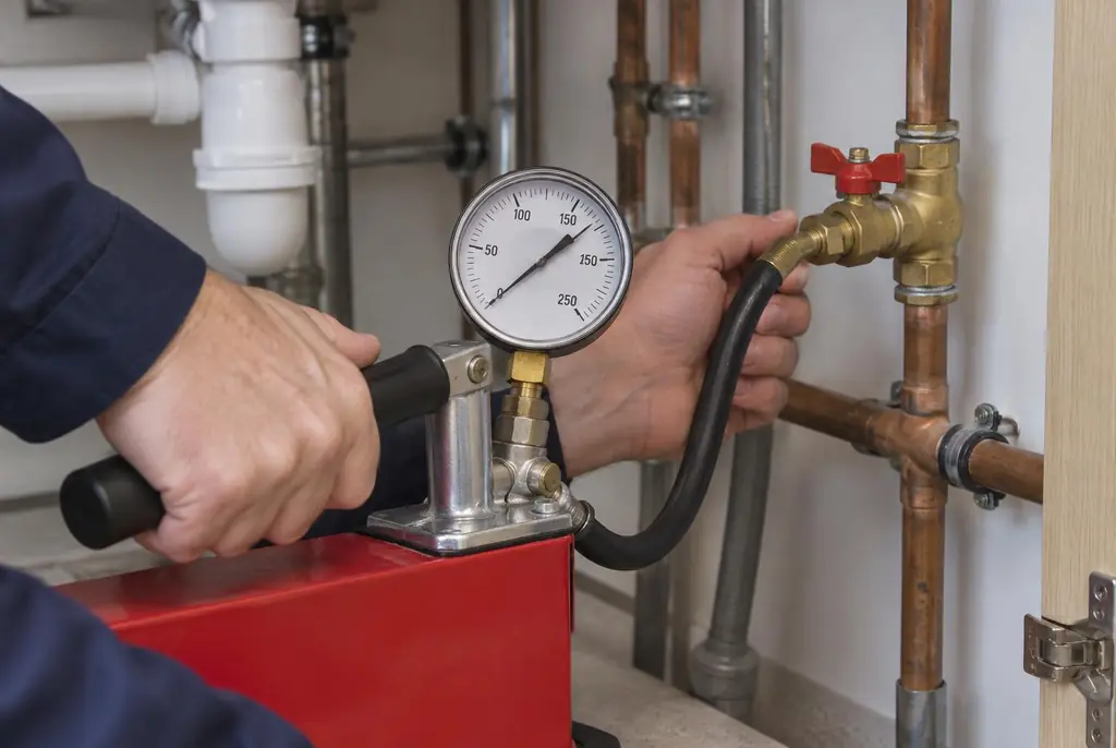 Lekdetectie Deventer – druktest op een waterleiding met een manometer